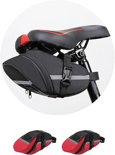 Paquete de 2 bolsas de ciclismo, bolsa de sillín de bicicleta, bolsa de bicicleta de montaña, bolsa de asiento de bicicleta con reflectante para una