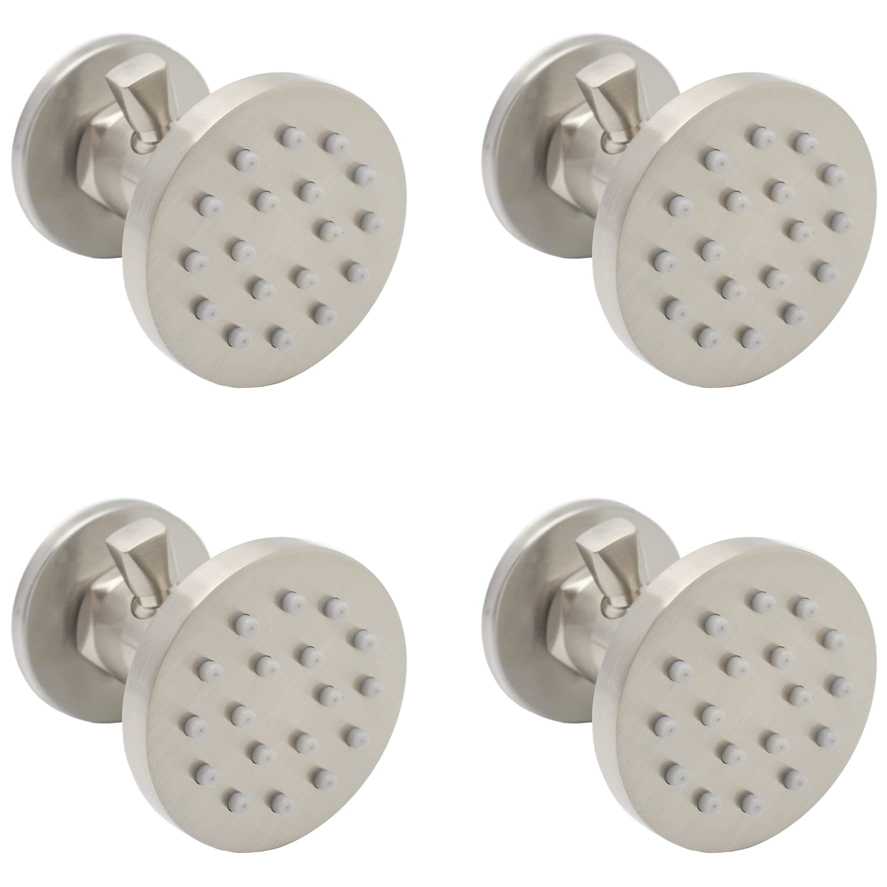 Set di 4 ugelli per Doccia con Getto a Pioggia in Ottone Spazzolato - Controllo del Flusso Regolabile, Supporto a Parete Girevole, soffione Doccia a Pioggia in Ottone per rinnovare Il Bagno.