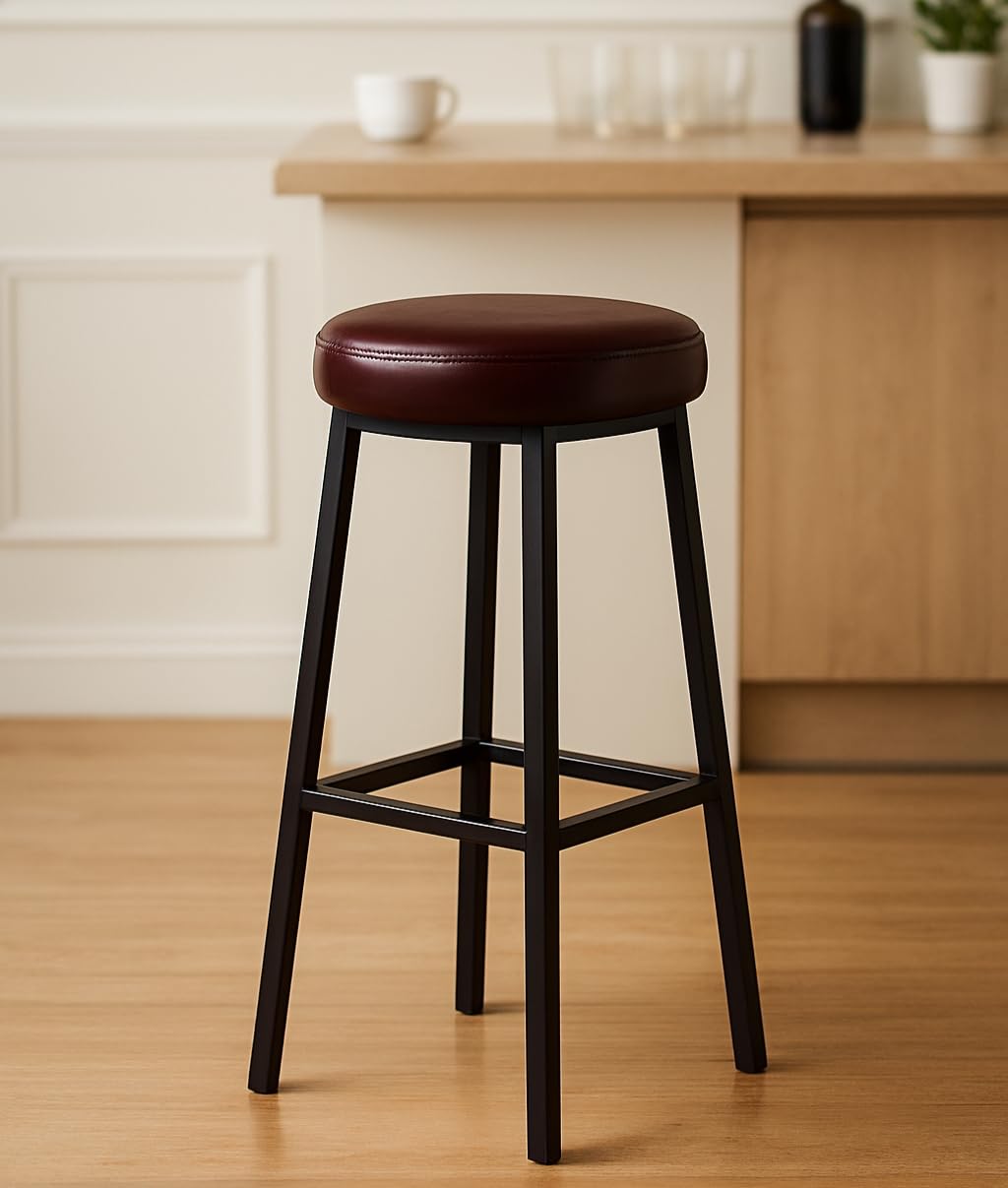 Bar Stool Chair with Cushion Seat | Metal Bar Stool for Kitchen Counter | High Bar Chair for Home, Cafe & Restaurant (24 Inch)-image-9