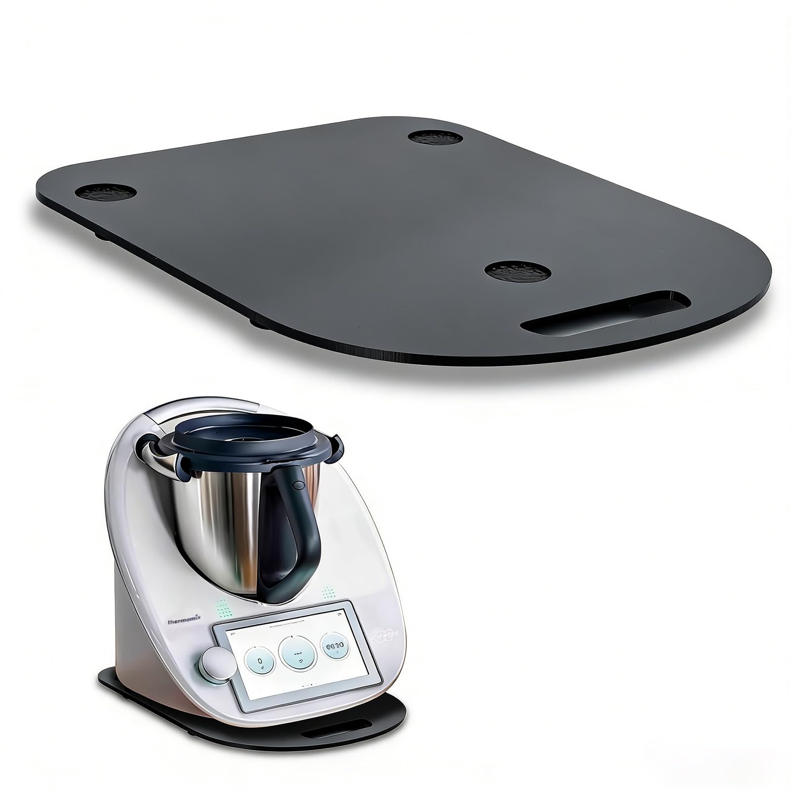 Romon Tavola Scorrevole per Bimby TM6, TM5, Accessori Bimby in Acrilico Nero, Facile da Spostare, con Piedini in Gomma, Adatto per Thermomix TM6 e TM5