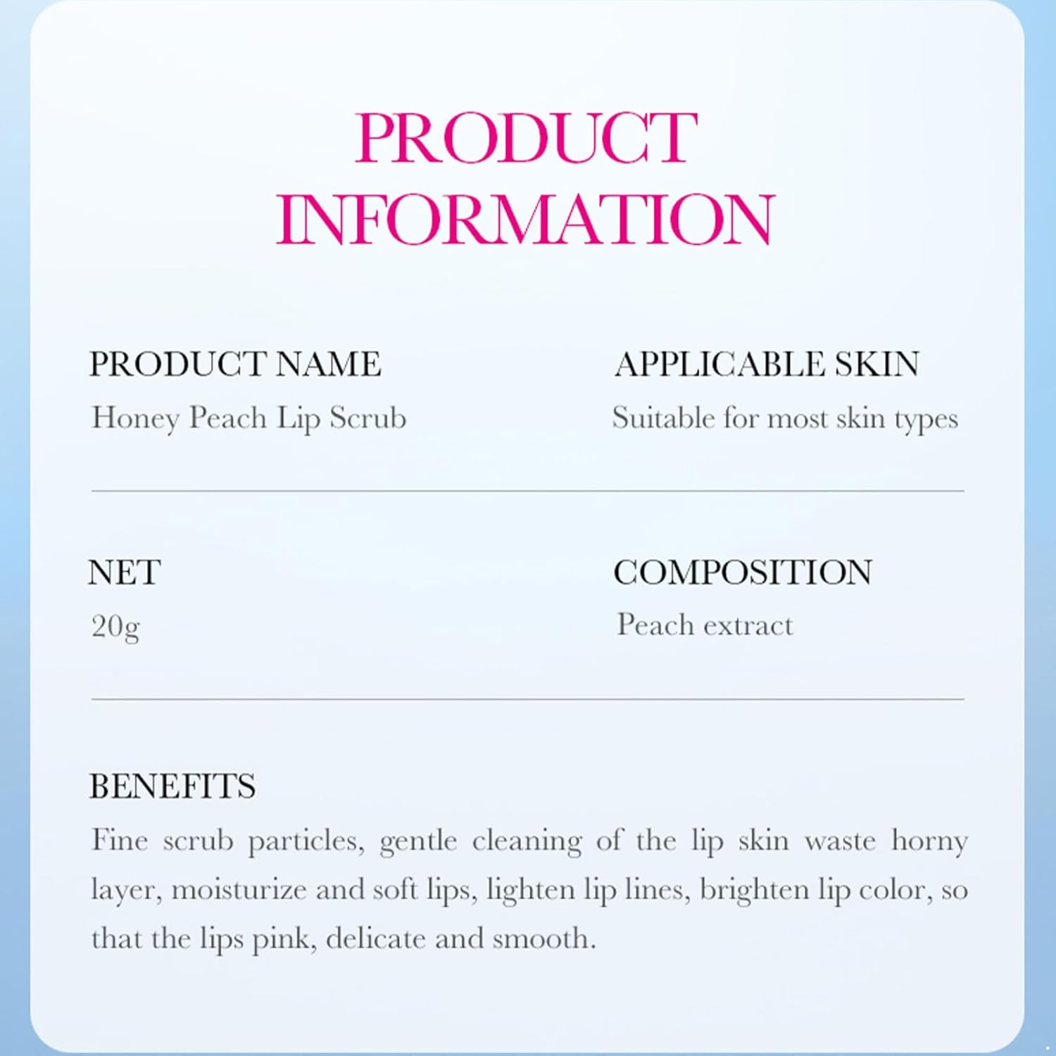 1Pc Gentle Lip Polisher – 20g Fruity Scrub for Hydrating & Softening Lips Every Day Peach One Size