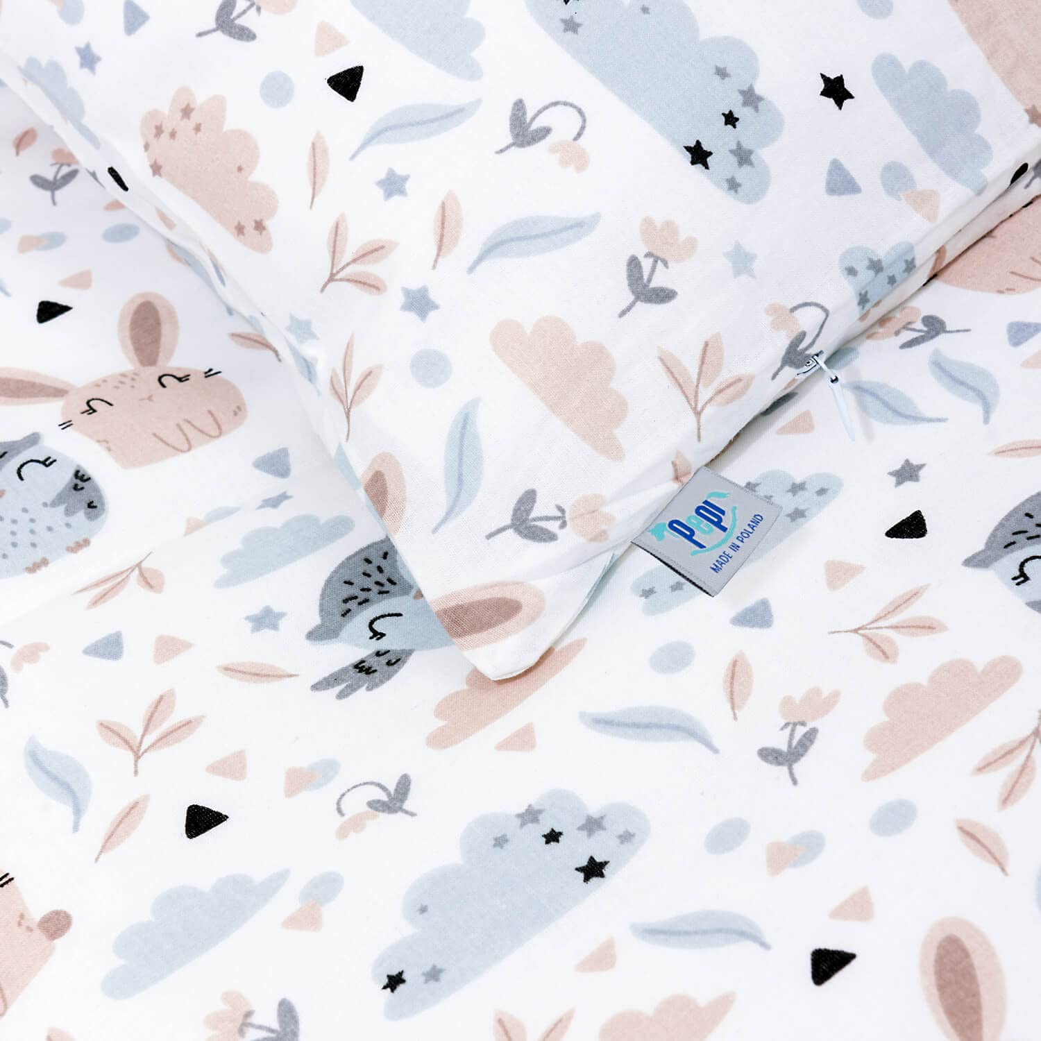 Pepi - Parure de lit pour bébé - 120 x 90 cm - Housse de couette et taie d'oreiller de 60 x 40 cm - En coton 100 % - Anti-allergique - Forest Firends