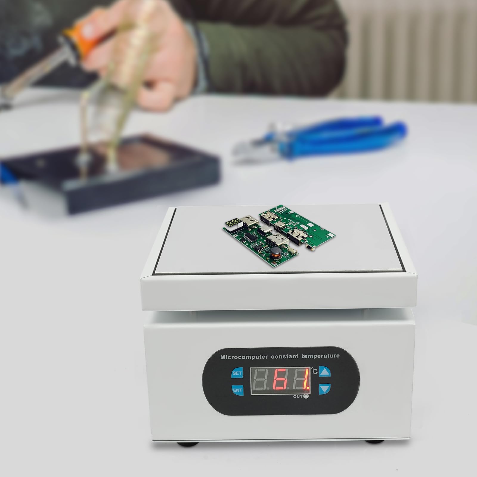 LED-Mikrocomputer Elektrische Heizplatte, Elektrische Löt-Heizplatte 500W, Schweißer-Heizplatte Elektronische Heizplatten für Reparieren Handy-Bildschirmen Temperatur 0-400°C