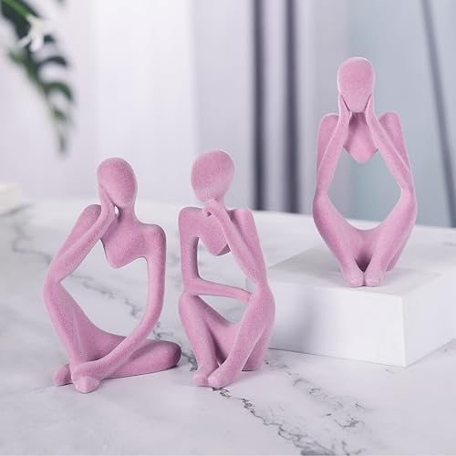 Miniatura 2 de Estatua de pensador para decoración del hogar, 3 piezas, escultura moderna de arte abstracto, decoración de estantería, figuras coleccionables de