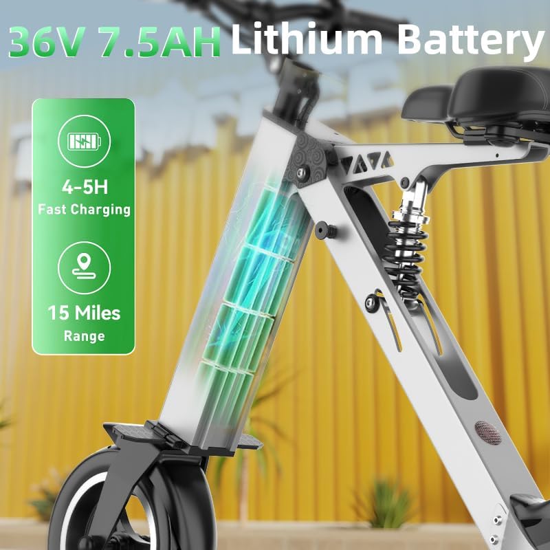 Miniatura 6 de 2Wheels - Neumáticos eléctricos de 10 pulgadas, scooter de movilidad de 36 V, 7.5 AH, batería de 250 W, motor de 15 Mph 15 millas para adultos para