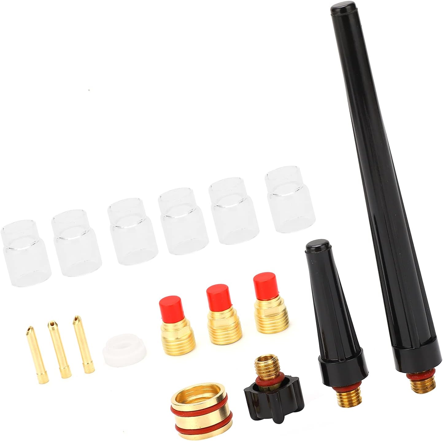 WP9/20 Welding Torch Accessories Kit, Professional Glass Cup Nozzle and Tungsten Clamp Kit, High Quality Brass and Glass Material with 2mm Thickness, Durable Consumables for Argon