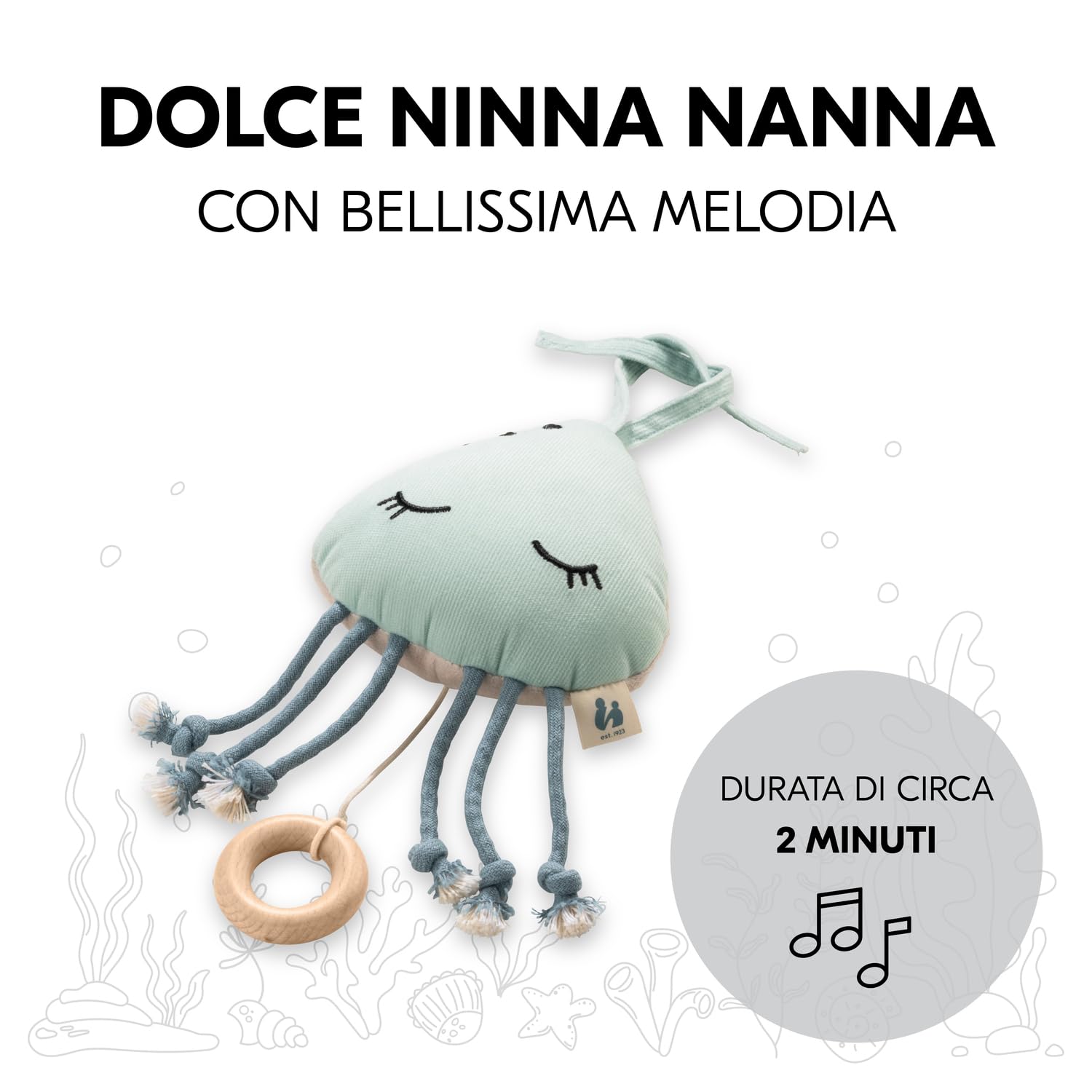hauck Carillon Neonati Cuddle N Sleep - Giocattolo Sonaglio da Appendere con Meccanismo Musicale - Ninna Nanna Brahms (Durata 2 Min.), Rimovibile - Sonaglio Neonato Senza Batterie - Medusa