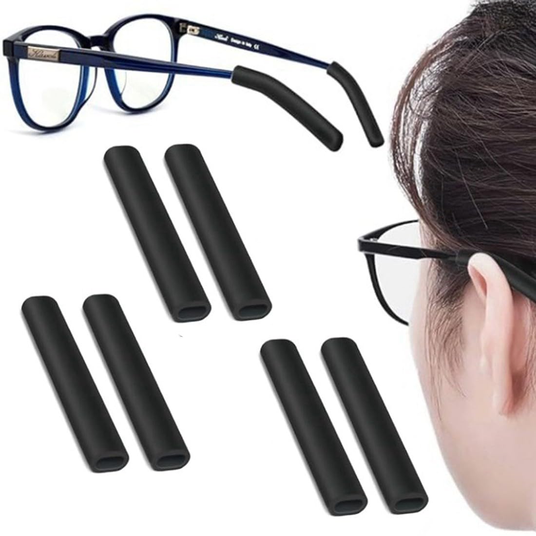 Ganci per occhiali antiscivolo in Silicone Grip occhiali da vista rotondi neri Leg Ear Sleeve Stopper Eyewear utili strumenti di fissaggio all'ingrosso  200000297