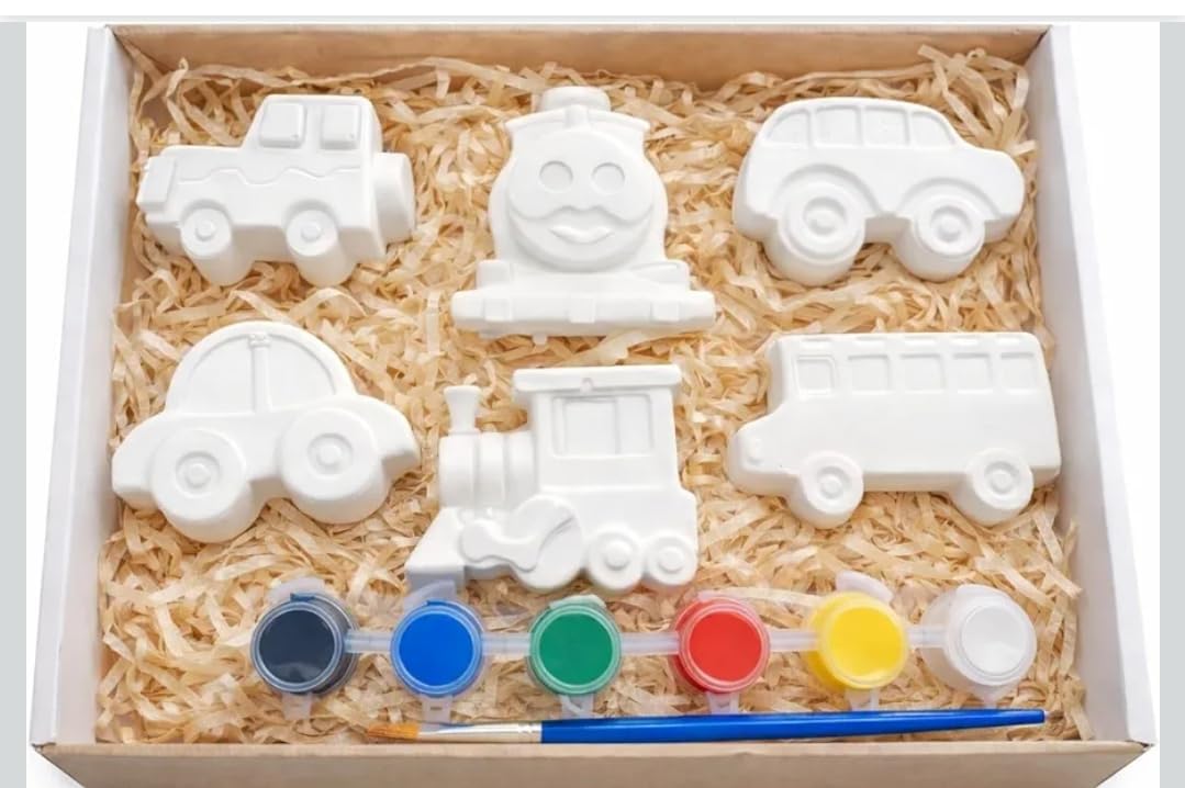 Kids DIY Plaster of Paris Transport Painting Kit | 6 Piece Vehicle POP Painting Set with Paints & Brush | Creative Art & Craft Activity Kit for Boys & Girls | DIY Coloring Kit for Kids-image-10