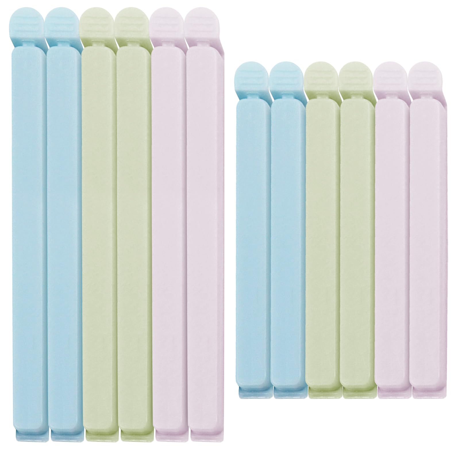 12 Pack Food Bag Clips, Bag Clips for Food Storage,Sturdy Food Clips Bag Sealing Clips Plastic Reusable Kitchen Clips for Snack, Coffee, Home,Travel, Camping(15.5cm&12cm)