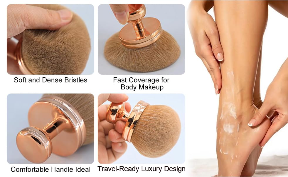 Large Self-Tanning Brush, Extra-Large Makeup Brush, Oval-Shaped Body Makeup Applicator, Professional Makeup Blending Tool, PBT Nylon Bristles, Rose Gold, for Face and Body