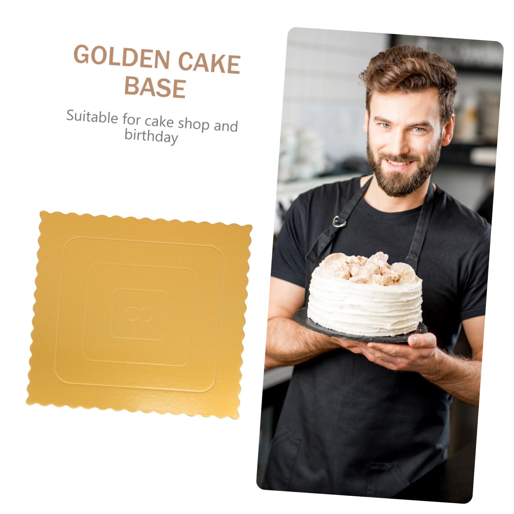 Abaodam 10 Supports à Gâteaux Carrés Dorés 8 Pouces en Carton, Lot de 10, Solides pour Emballer et Présenter Vos Gâteaux D’anniversaire