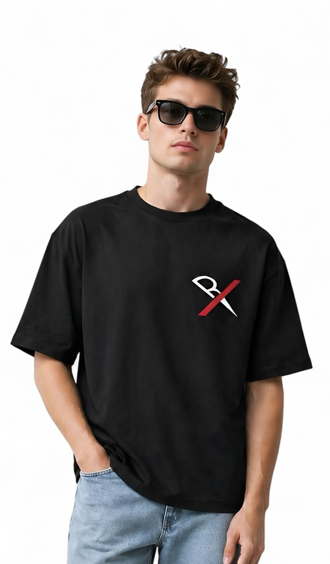 Mens's Black Oversized T-Shirt | Premium Cotton | Casual Streetwear Style-image-27