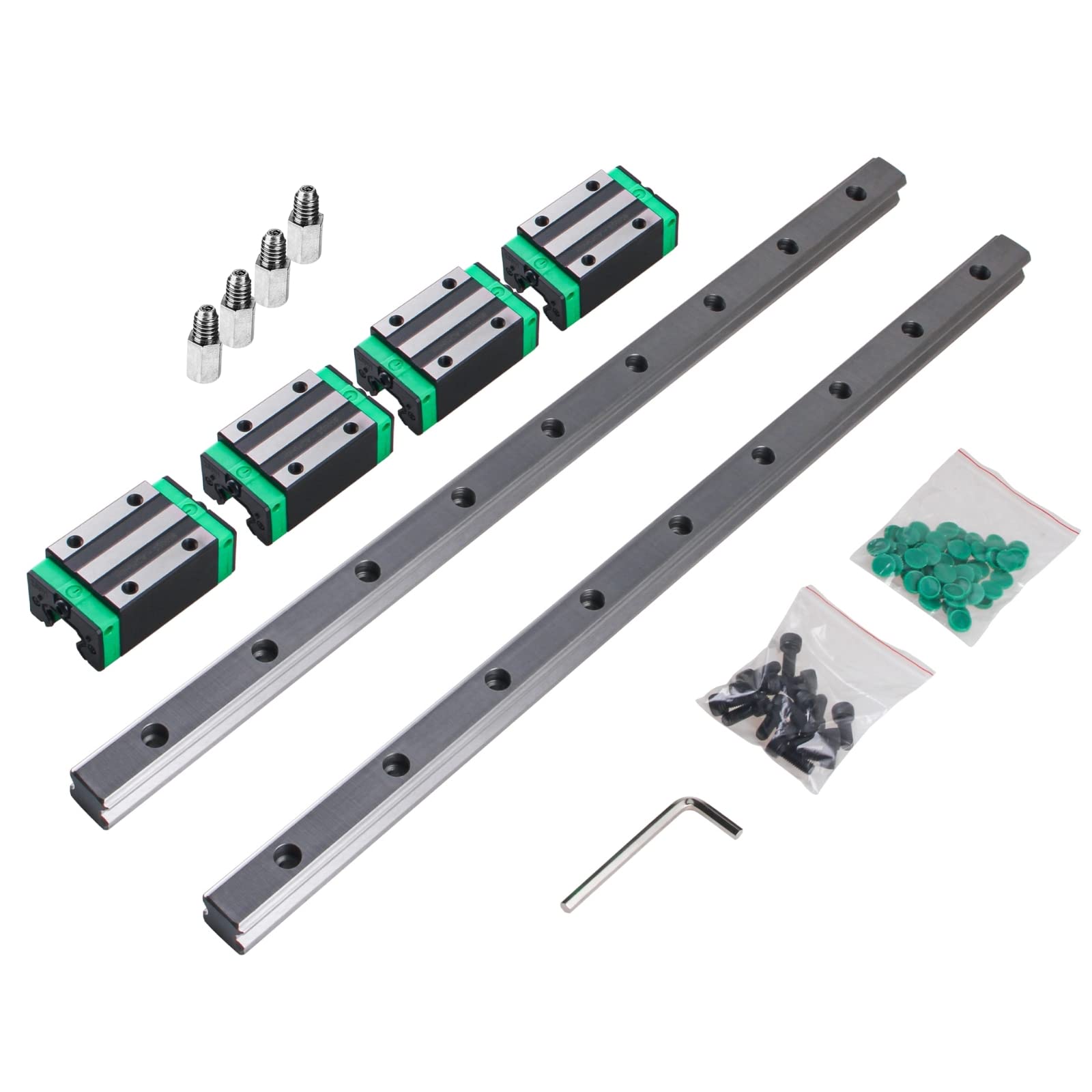 SBRRAIL Linear Guide Rail 2PCS HGR25 1000mm Square Linear Guide Rail HGH25CA HGH25 Linear Slide Rail + 4PCSHGH25CA Carriage Slider Block CNC Kit for DIY CNC Routers Lathes Mills