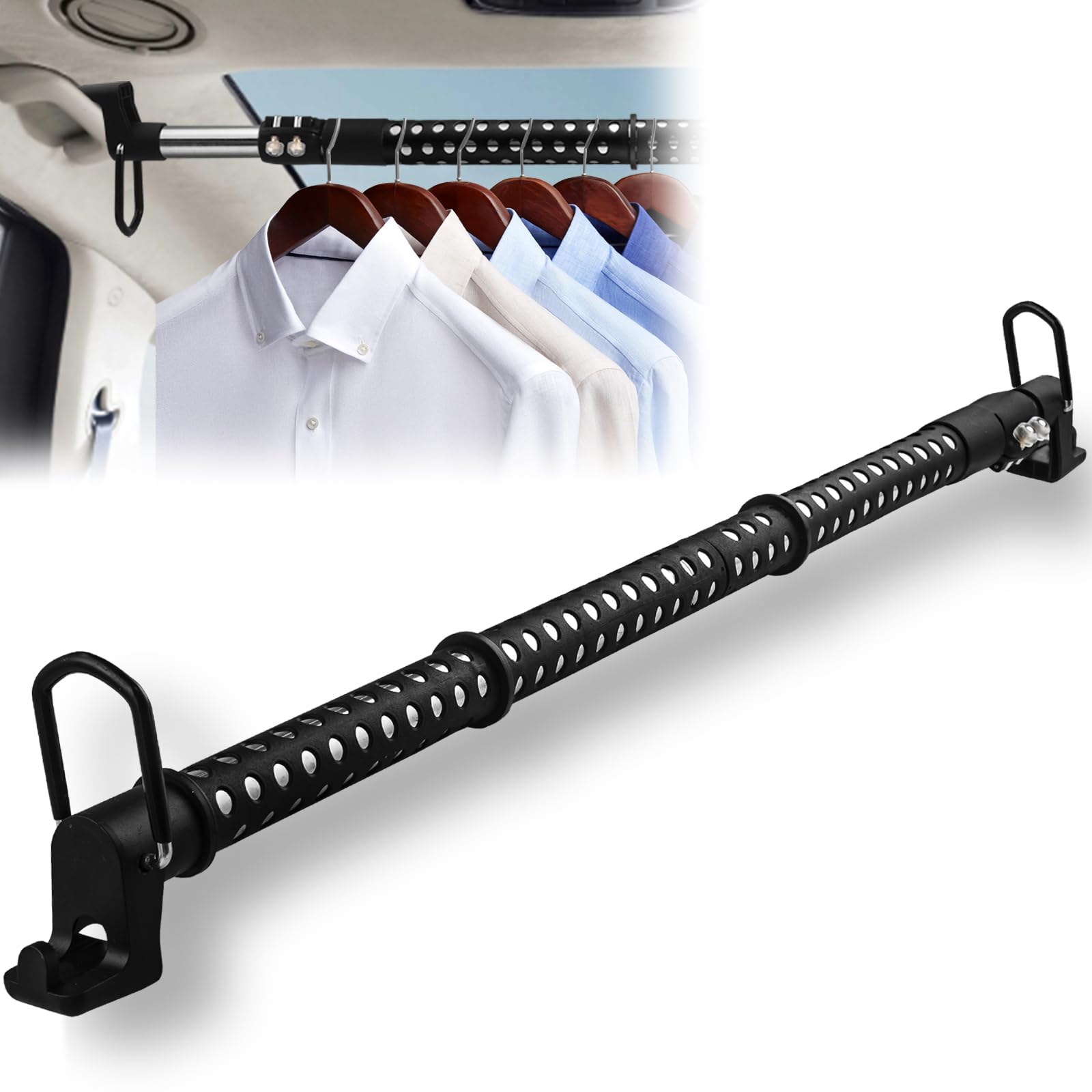 Car Clothes Hanger Bar, Heavy Duty Clothes Rack for Car Telescopic 34-54