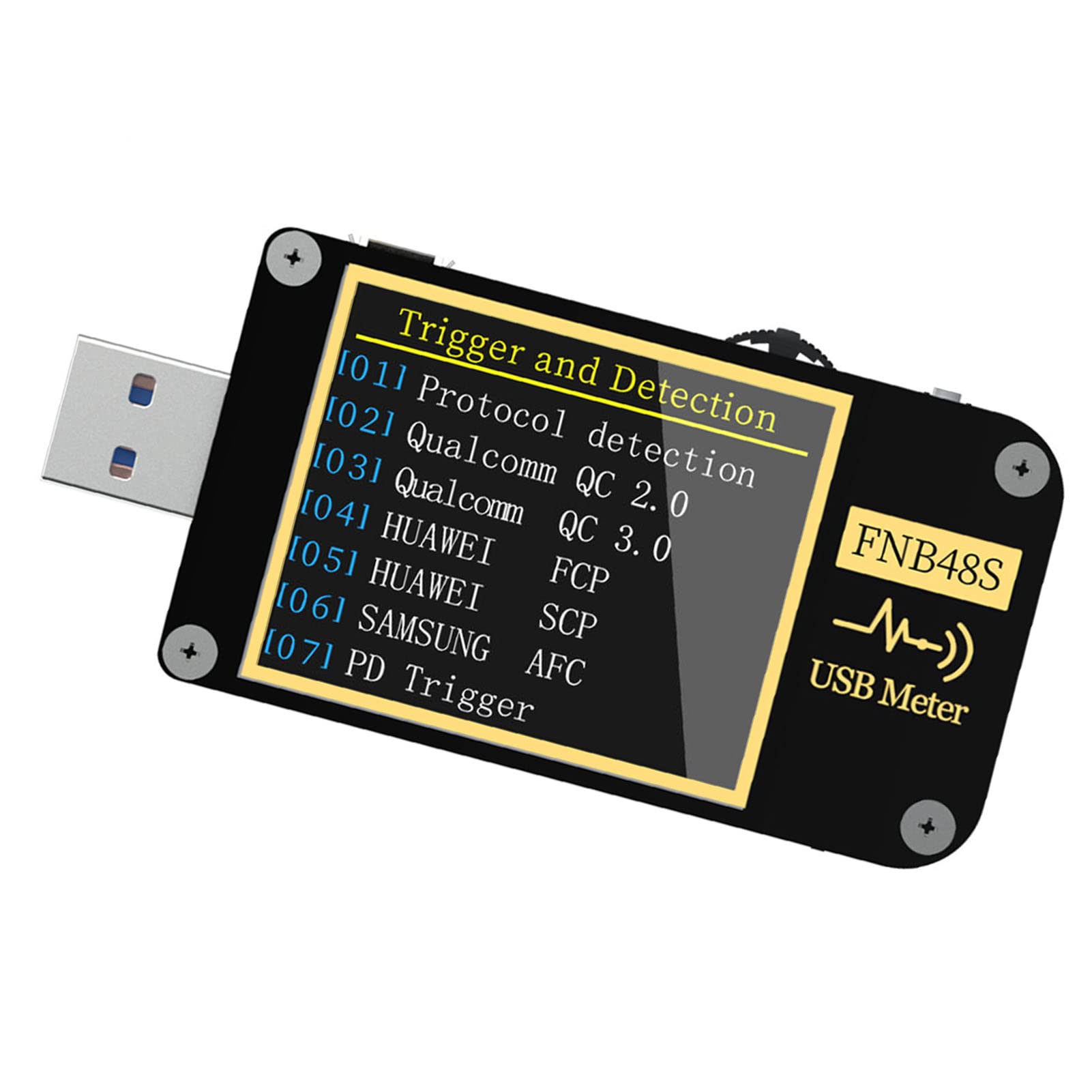 Chrees Medidor de Voltaje USB de 9 Pines Medición de Presión Diferencial Probador de Amperímetro USB para Detección de Resistencia de Cable (FNB48 con Bluetooth)