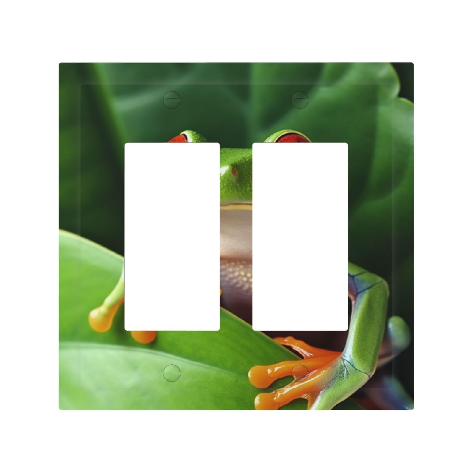 2-Gang Decorator Wall Plate Cute Frog Light Switch Cover Double Toggle Receptacle Wall Plate Mid Size 4.9" x 5" Wallplate Unbreakable Polycarbonate Outlet Faceplates Covers