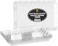 Vista 10 de Paquete de 6 bandejas de servir de plástico transparente para fiestas, 9 x 13 pulgadas - Bandejas de plástico resistente para alimentos - Bandejas