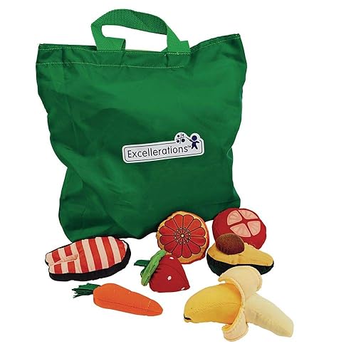 Excellerations YUMMY - Alimentos de peluche para niños, 25 piezas, juguetes educativos, juguetes para niños, regalo, juego de rol