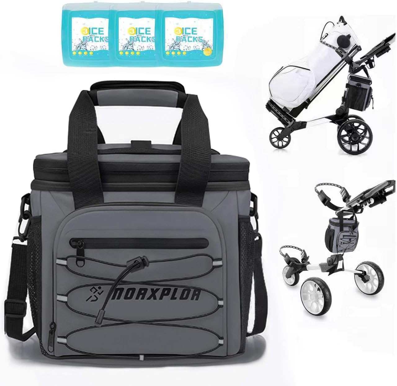 MORXPLOR Golf Cart Cooler with Magnetic Lid 12-Can Insulated Soft Cooler Bag Collapsible for Golf Cart,Golf Accessories,Lunch Camping Cooler Insulated Lunch Bag with Adjustable Shoulder Strap