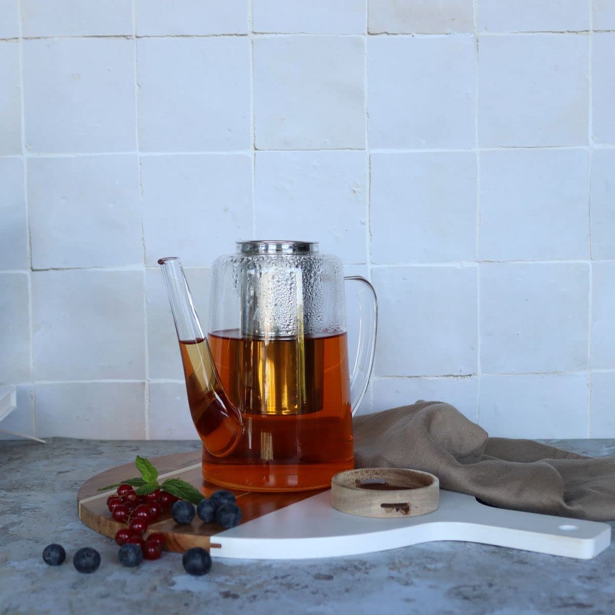 OGO LIVING Teekanne aus transparentem Glas, 1,2 l, durchsichtig, 21 x 10 x 18 (cm)