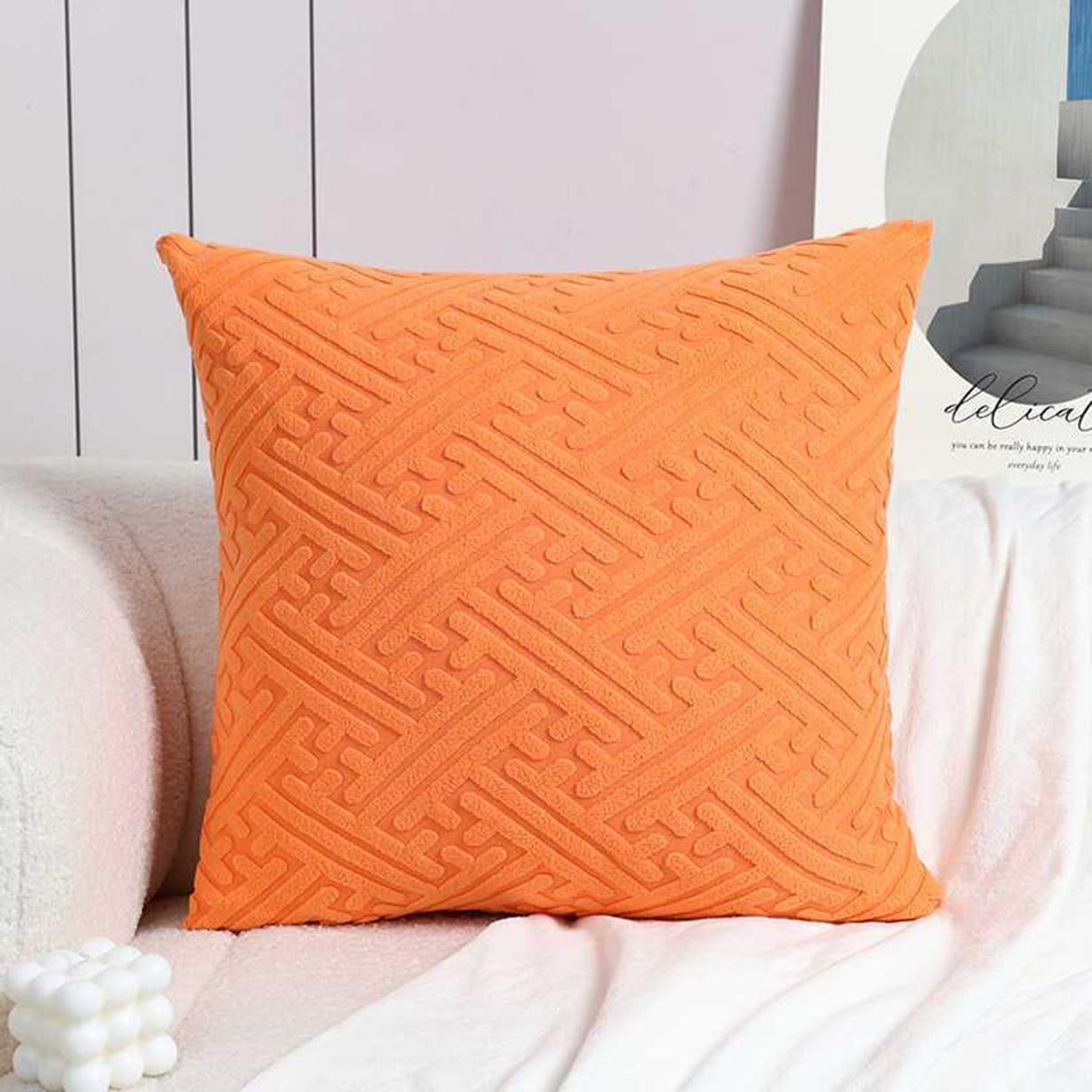 Super King Size Pillow Cases,Square Rectangle Cushion Covers Soft Corduroy Stretch Throw Pillow Cover Various Sizes Decorative Pillowcases For Bedroom Sofa Pillows(Orange,65x65cm/26x26inch) — image 1