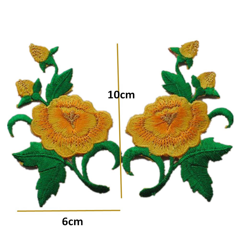 Apliques para ropa, Parches bordados de tela flores, 1 par apliques for coser y planchar(Jasmin Bud Gold)