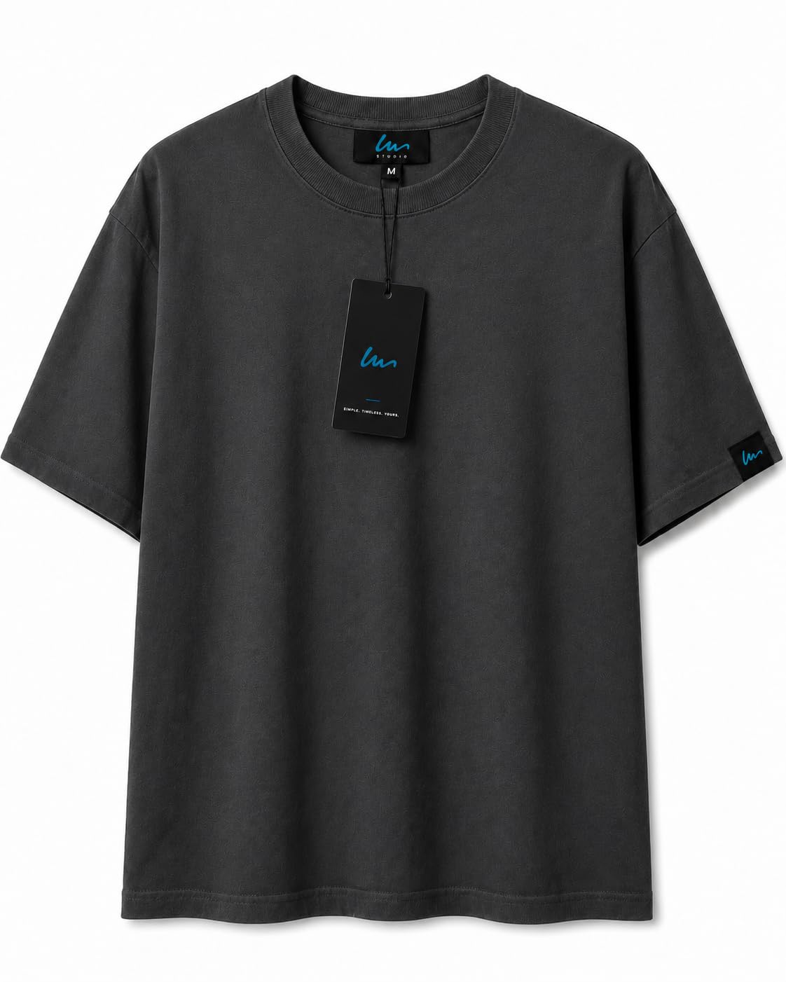 Oversized T-Shirt for Men, Premium Combed Cotton, Drop Shoulder, Baggy Fit, Black/White/Charcoal Grey-image-49
