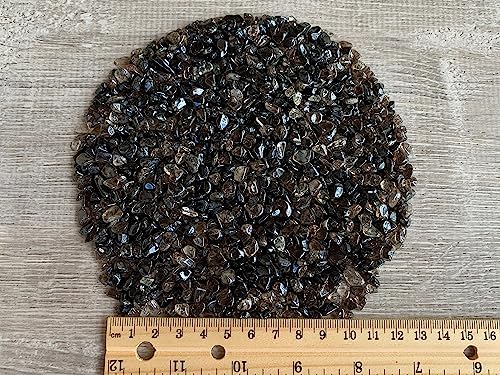 Image of GAF TREASURES 2 oz Lot Natural Semi Tumbled Gemstone Chips, Crushed Mini Crystals, Undrilled Crystal Chips (Smoky Quartz)