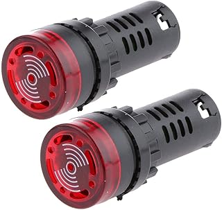 2 PCS AD16-16SM 12V 16MM Flash Signal Light Red LED Active Buzzer Beep Alarm Indicator Red Panel Mount Accessory