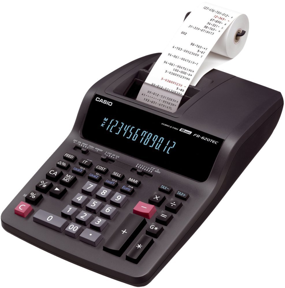 CASIO FR-620TEC calcolatrice scrivente semi-professionale - Display a 12 cifre, stampa a 2 colori con velocità 3,5 righe/sec.