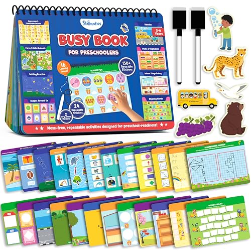 Skillmatics Busy Book for Preschoolers – Preschool Learning Activities, Mess-Free & Pre-Assembled, 150+ Reusable Stickers, Educational Homeschool & Travel Toy, Gift for Toddlers for Ages 3, 4, 5, 6