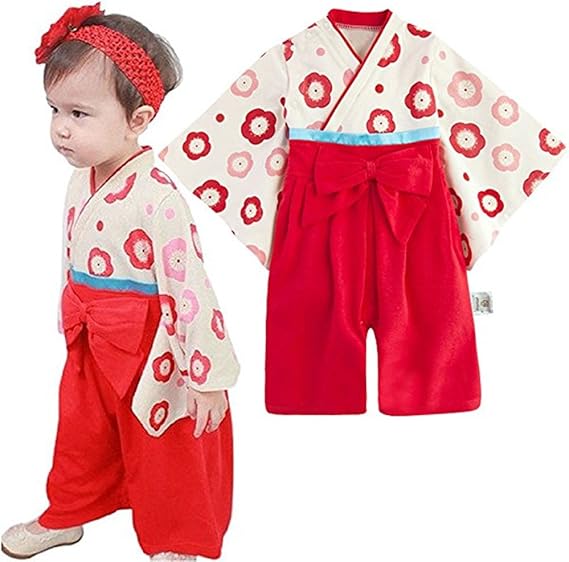Amazon Co Jp Unopro 着物 女の子 和装 カバーオール ベビー 服 袴 正装 お宮参り 七五三 節句 写真 撮影 ロンパース 入学式 発表会 結婚式 フォーマル お食い初め 御百日祝い お正月 服 ファッション小物