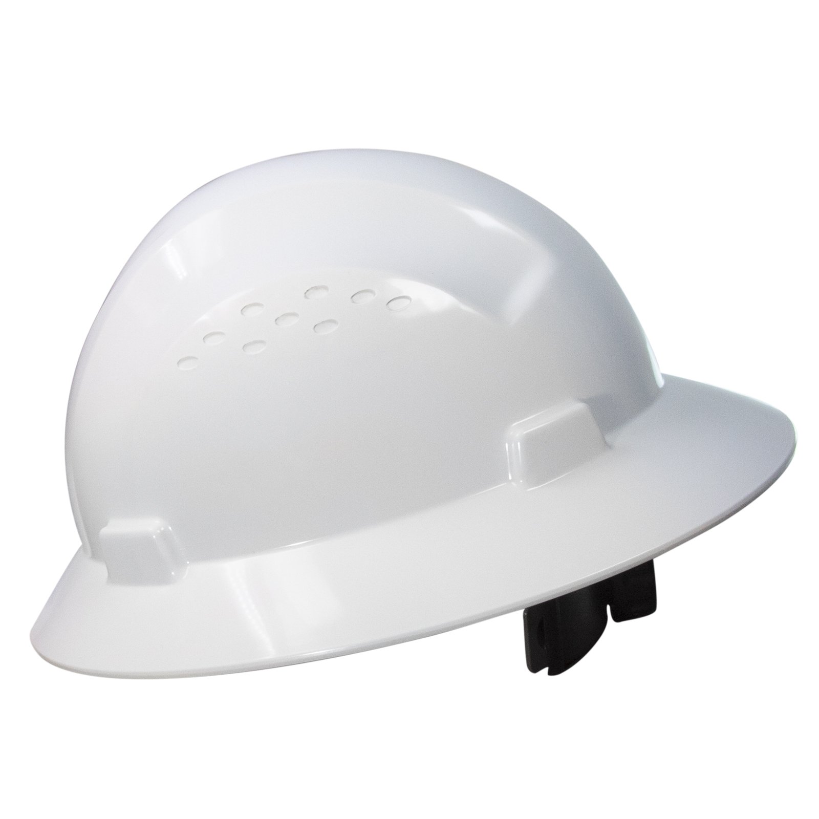 JORESTECH Casco de seguridad blanco HDPE de ala completa con suspensión de trinquete ajustable de 4 puntos para el trabajo, el hogar y protección general para la cabeza, cumple con ANSI Z89.1-14 HHAT