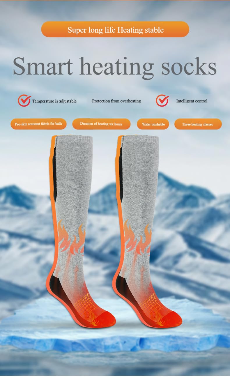 SPEVERT Heated Socks for Men Women,Winter Camping Skiing Stockings 3000mAh 7.4 V Battery Rechargeable Washable Socks (Large)