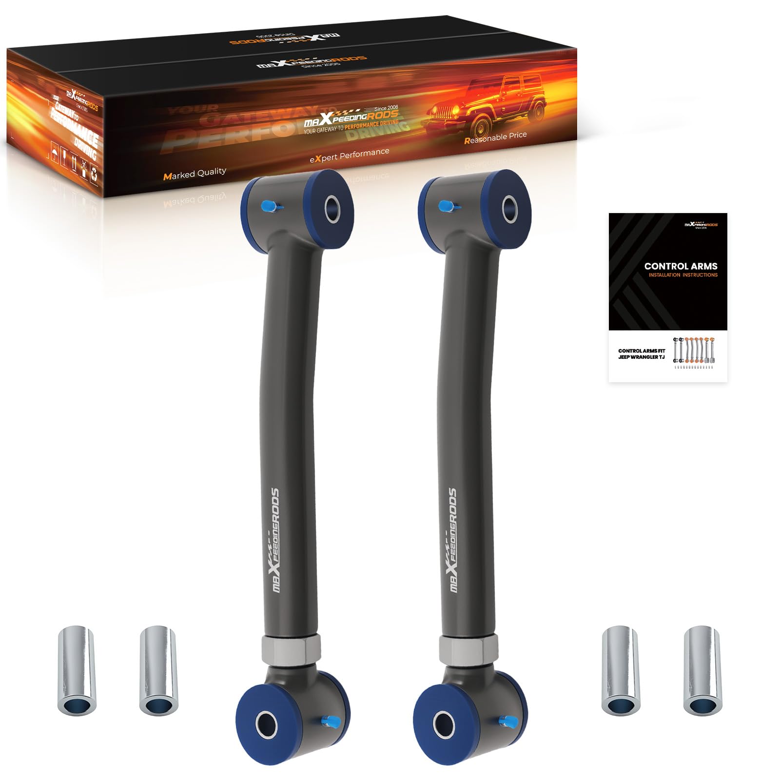 maXpeedingrods 2 x wahacz przedni dolny z regulowaną kierownicą do Jeep Wrangler TJ 1997-2006 Grand Cherokee ZJ 1993-1998 XJ