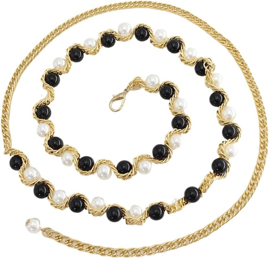 Women's Sweet Pearl Inlaid Waist Chain Dress Hook Decoration Thin Belt Women