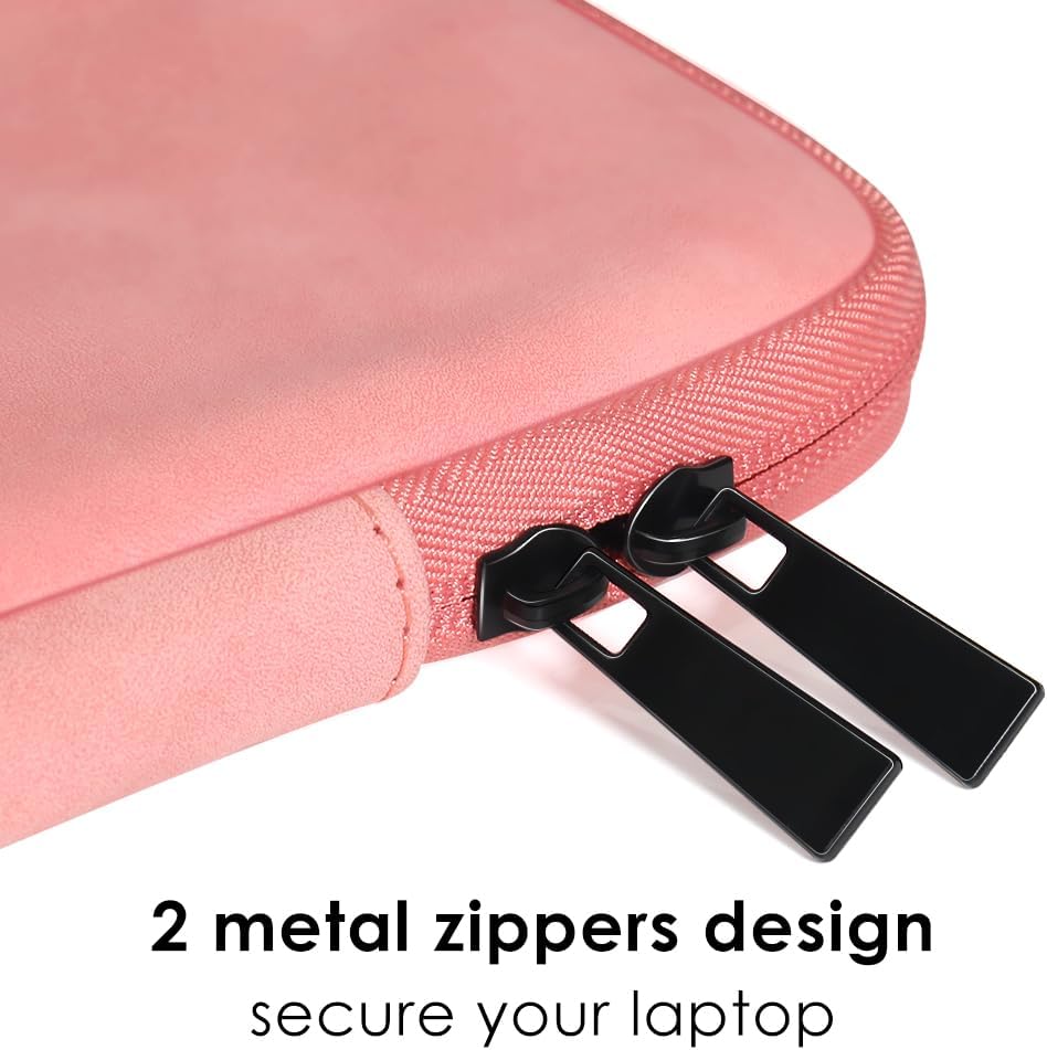 ProElife 13.3-14 Inch Sleeve Case for 2025-2021 MacBook Pro 14 inch/Air 13.6 inch with M4 M3, Lenovo, Surface, HP, Dell, Waterproof PU Leather Traveling Carrying Bag Cover Simple Case (Pink) - Image 6