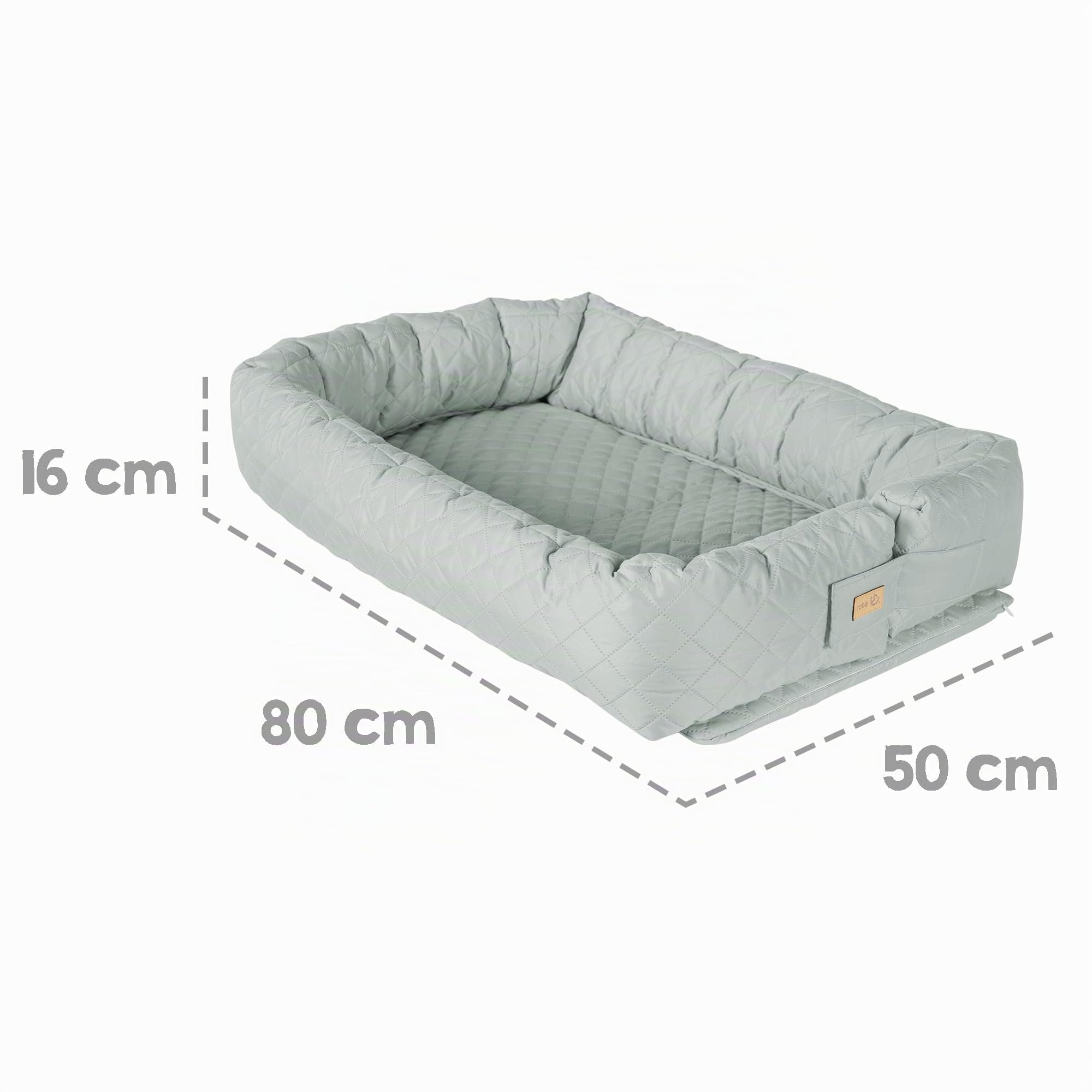 roba Babylounge roba Style - Réducteur De Lit Bébé - Utilisable Aussi pour Changer La Couche Ou comme Berceau De Voyage - Vert Givré