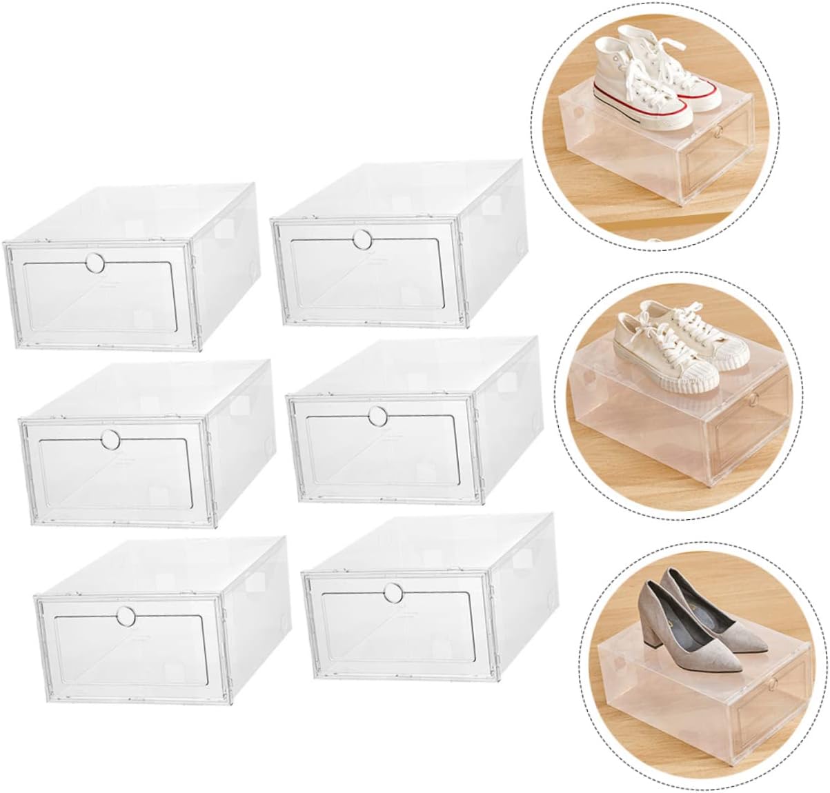 Cabilock 6pcs Shoe Display Case Lids Shoe Boxes Organize Sturdy Plastic Storage Container