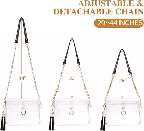 Miniatura 5 de HULISEN Clear Purse, Clear Bag Stadium Approved for Women, PU Leather Transparent Crossbody Bag for Concert, Sport Event