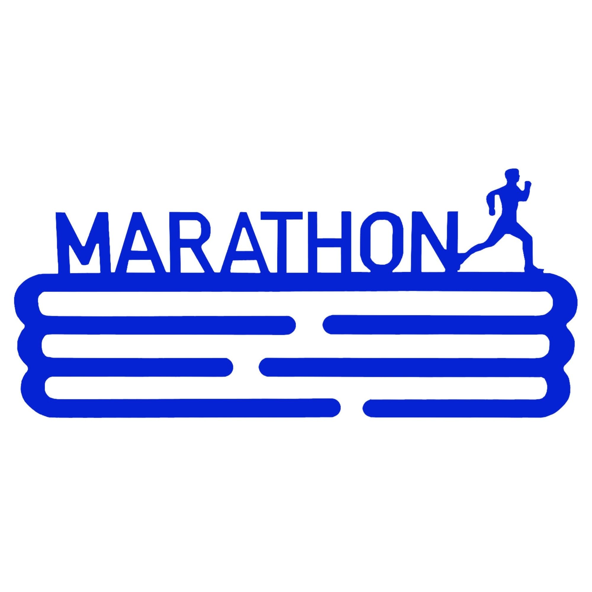 WELL HOME MOBILIARIO & DECORACIÓN Medallero Maratón Azul con Capacidad para 15 medallas, 5cm-​Regalo para Runners, Adultos Unisex, 30x13,​5 cm