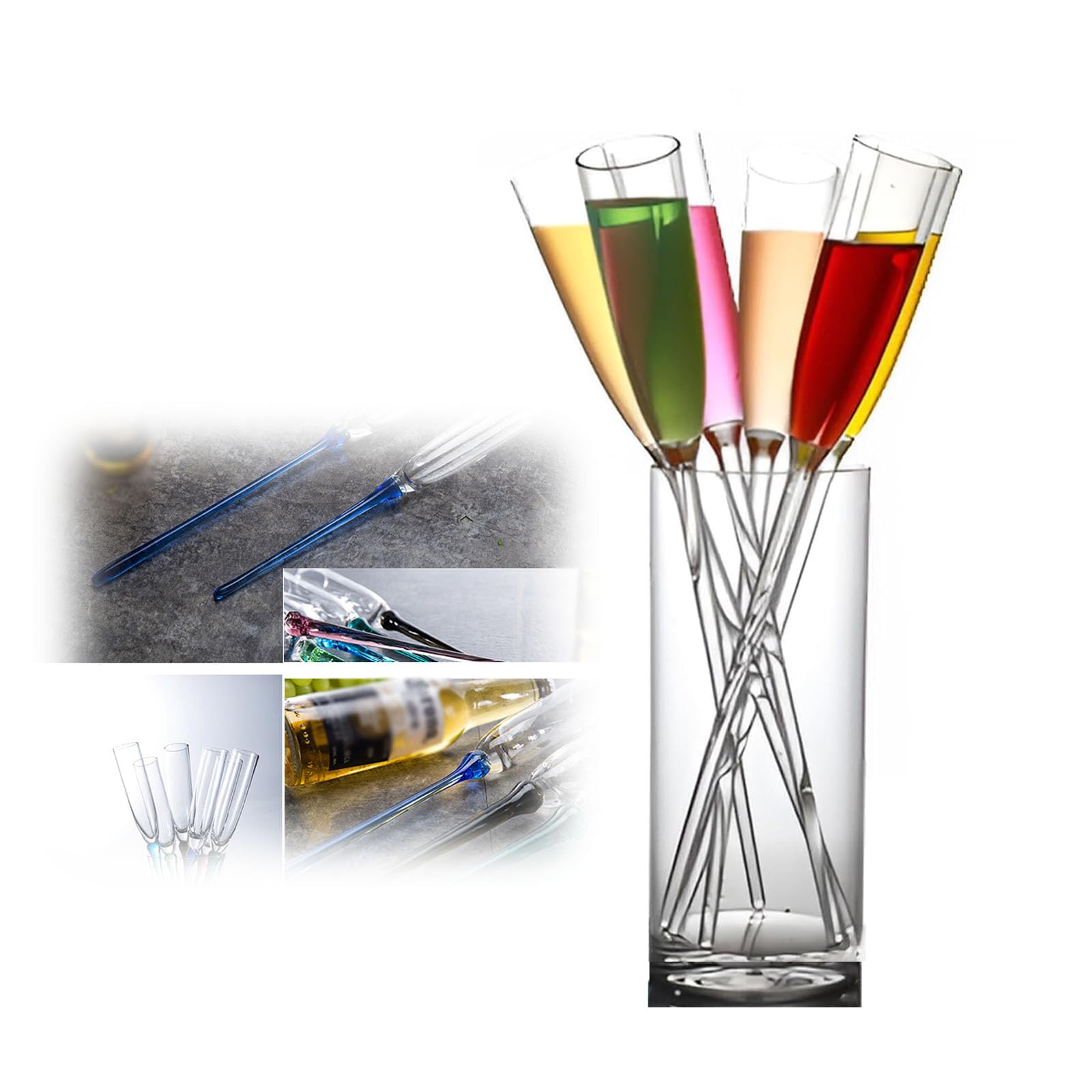 Floating Champagne Flutes,Floating Champagne Flutes Pool,Floating Champagne Glasses for The Pool,Champagne Flutes Plastic,Champagne Plastic for Pool Floating,Summer Beach Party (Clear-6pcs)
