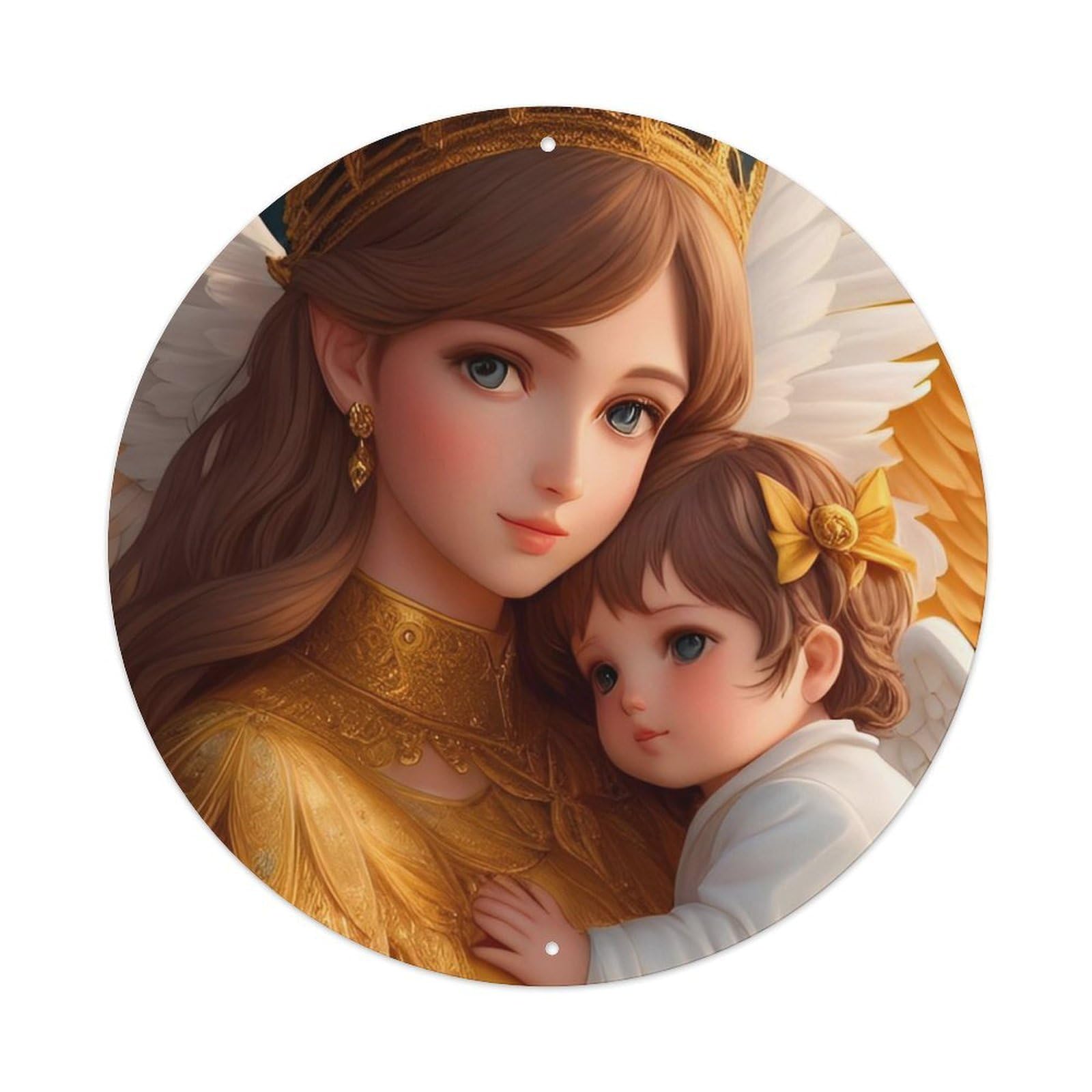Vintage Angel Beautiful Angels Holding Little Babies Metal Tin Sign