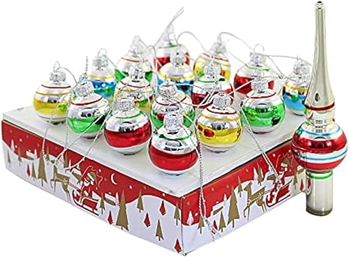 Kurt Adler Miniature Ornaments and Treetop, Set of 16