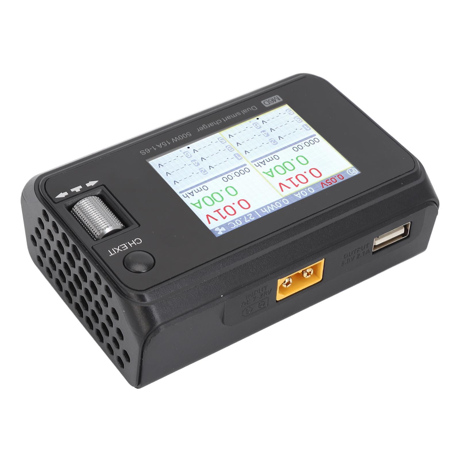 Chargeur de Sortie à Double Canal Compact Haute Performance Chargeur D'équilibre de Batterie Intelligent pour Batteries au Lithium Nimh Écran LCD 2,4 Pouces Noir