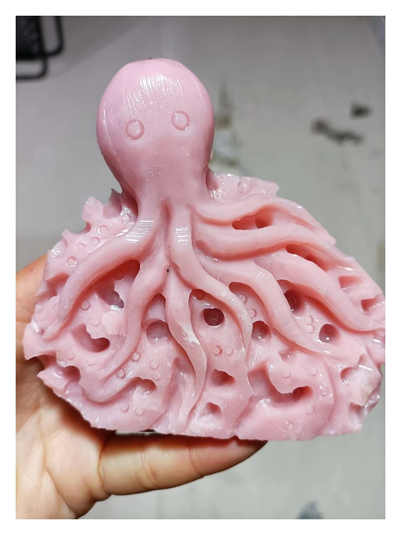 Pulpo Tallado a Mano de ópalo Rosa Natural, Pulpo de Cristal de aragonito de vena Rosa, Figura de Animal Tallada a la Moda, Adornos de Regalo Inicio Colecciones (Size : One Size)