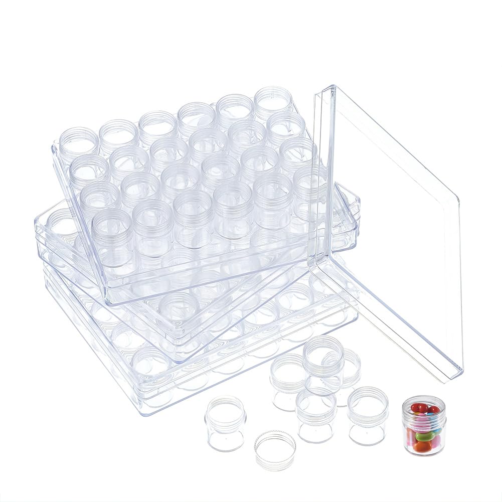 FASHEWELRY 90pcs Diamond Painting Jars 1x1” Small Screw cap containers for Seed beads, 5D Embroidery diamond drill, Nail art and Glitter, Crafts &amp; Sewing