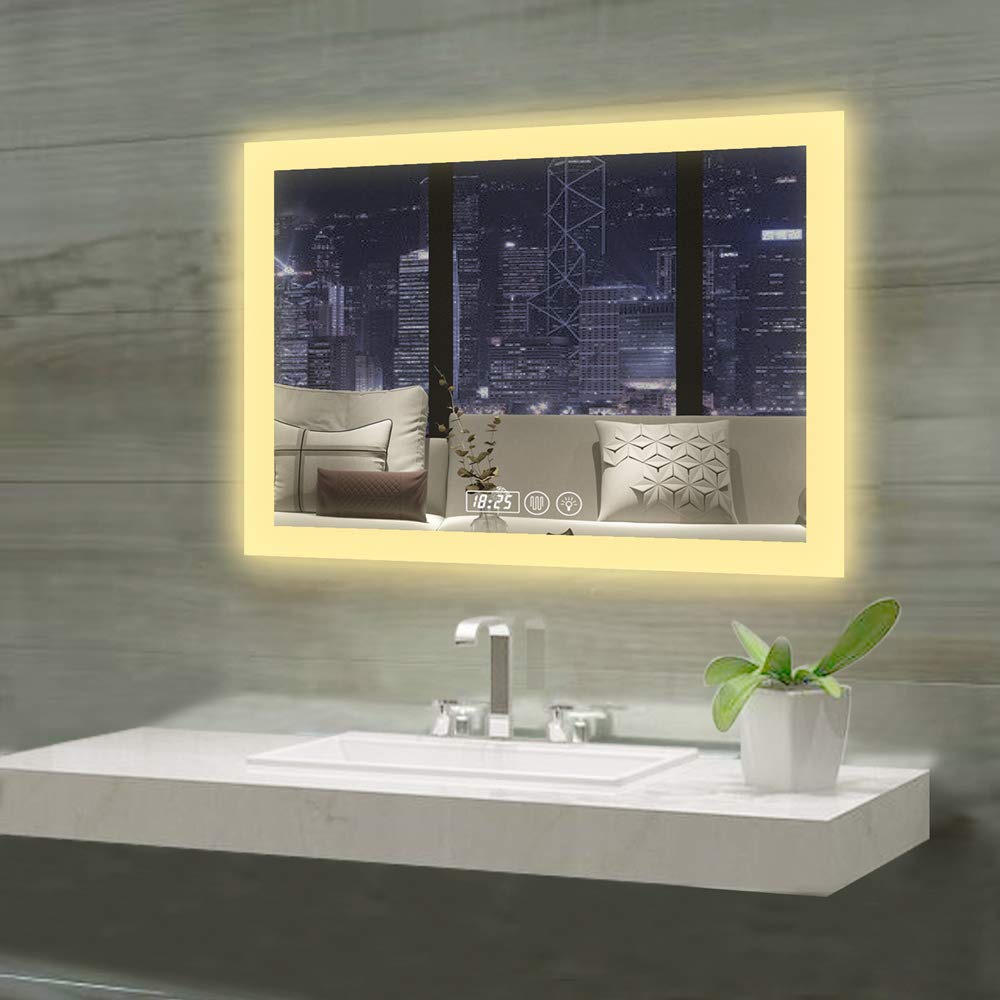 Buy Gesipor LED Bathroom Mirror 36x28 Horizontal Lighted Mirror Wall