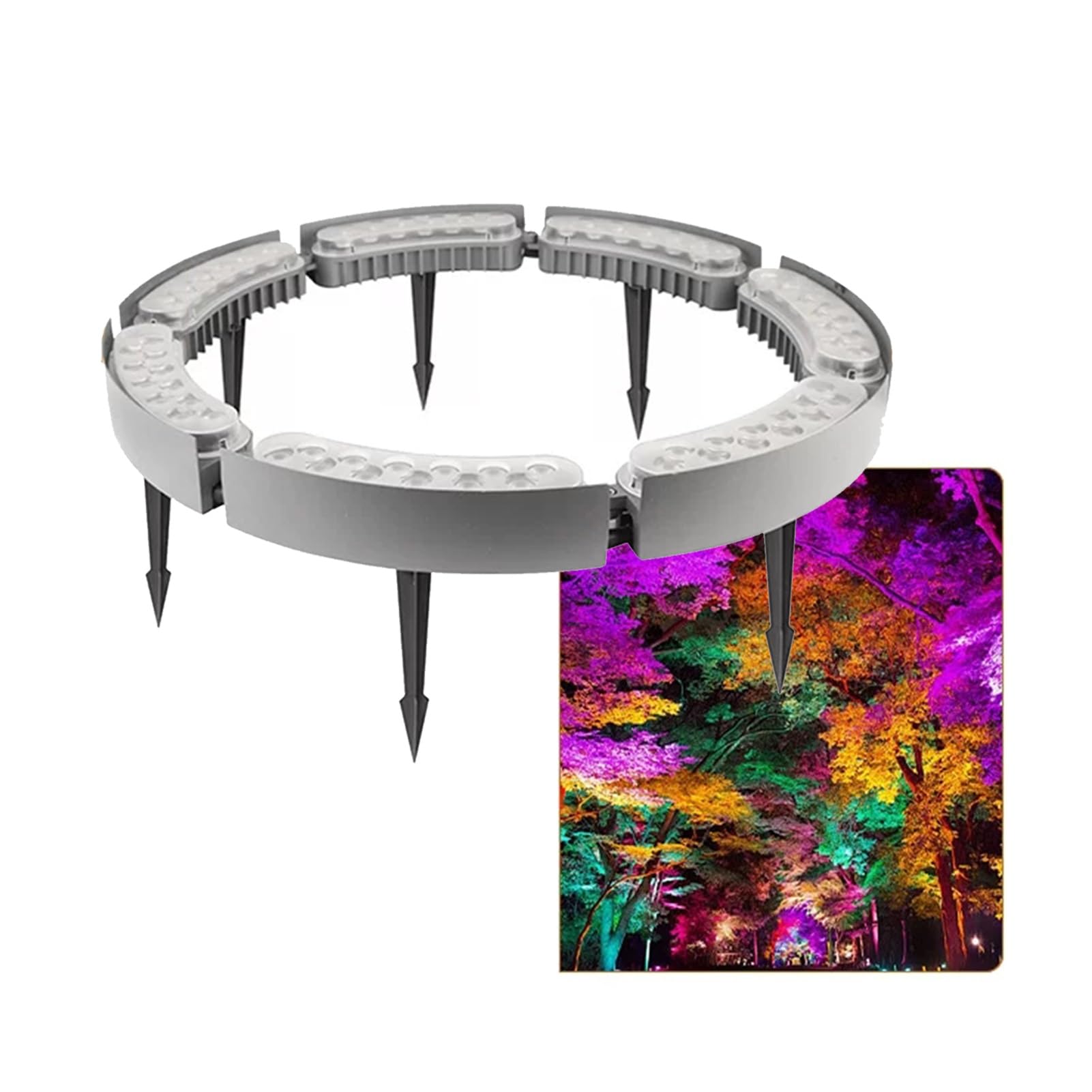 JCWGLY Tree Ring Light Outdoor RGB Color Changing Landscape Uplighting for Trees and Plants, IP65 Waterproof LED Spotlight for Garden, Courtyard(7 lights/AC120V)